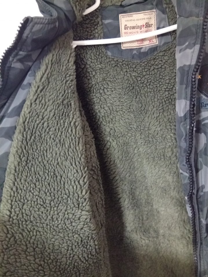 Kapüşonlu Kamuflaj Desenli Gri Kadın Mont - Görsel 5