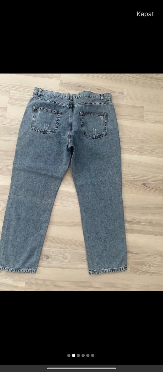 Mavi Payetli Rahat Kesim Kadın Kot Pantolon - Görsel 4