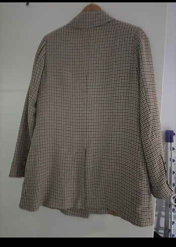 Bej Ekose Desenli Kadın Blazer Ceket - Görsel 4