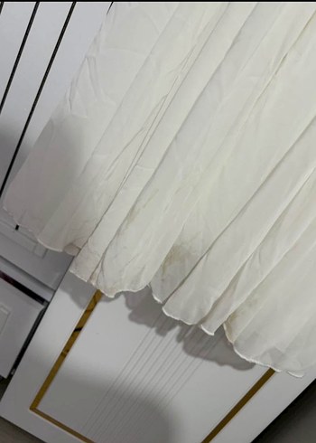 40 Beden Düğmeli Beyaz Uzun Kollu Kadın Elbise