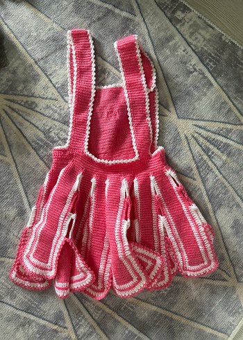 Diğer Pembe Nakışlı Kız Çocuk Örgü Elbise