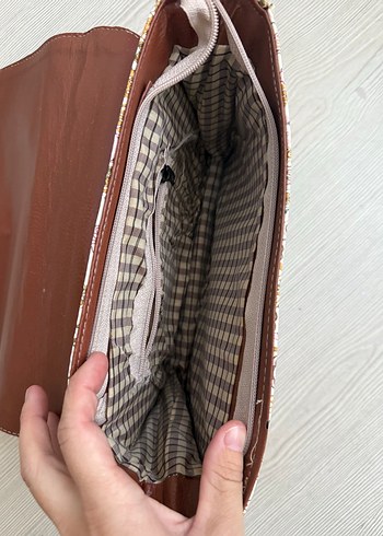 Zara Çiçek Desenli Bohem Kahverengi Çanta