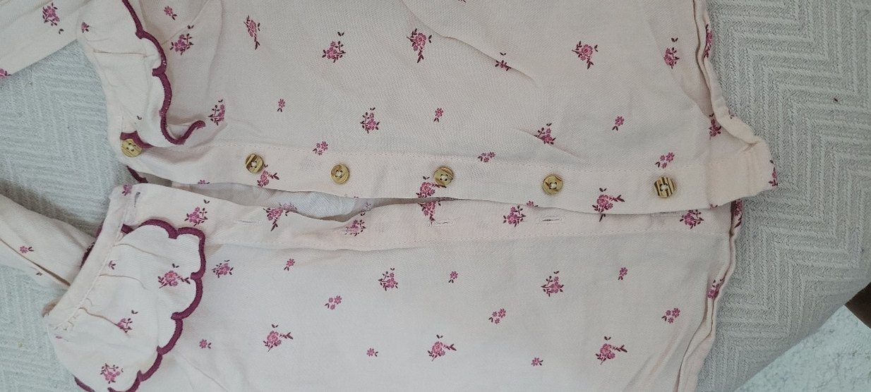 Pembe Pamuklu Fırfırlı Kız gömlek - Görsel 2