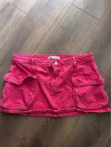xl Beden pembe Renk Zara kısa kot etek