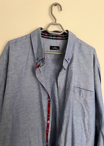 2xl Beden Gri Mavi Denim Erkek Gömlek