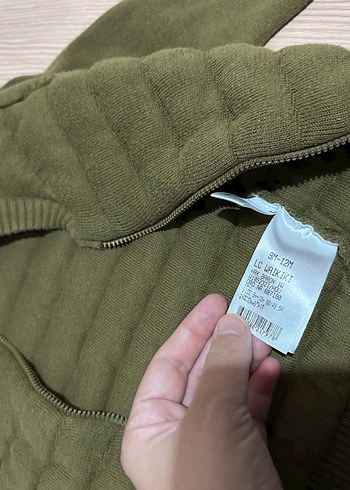 9-12 Ay Beden Erkek Çocuk Haki Triko Fermuarlı Hırka