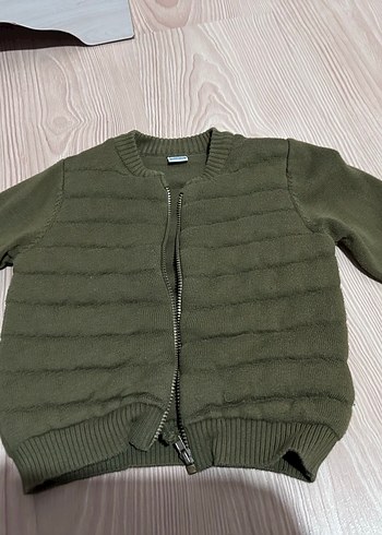 Erkek Çocuk Haki Triko Fermuarlı Hırka