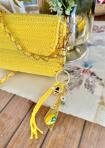 Sarı Zincir Detaylı Bohem Anahtarlık / charm - Görsel 2