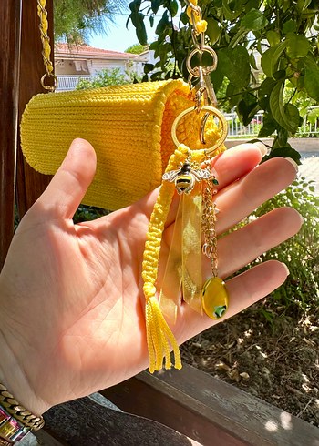 Sarı Zincir Detaylı Bohem Anahtarlık / charm - Görsel 3