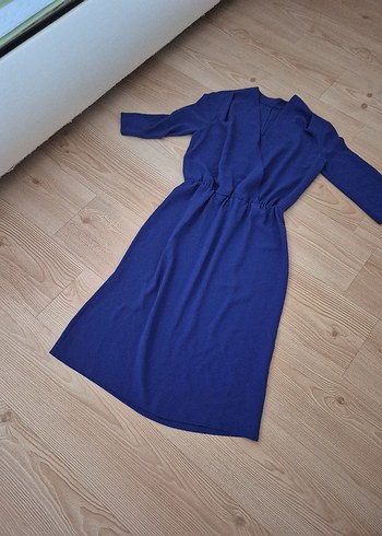 Lacivert V Yakalı orta boy boyu yeni  Elbise - Görsel 4