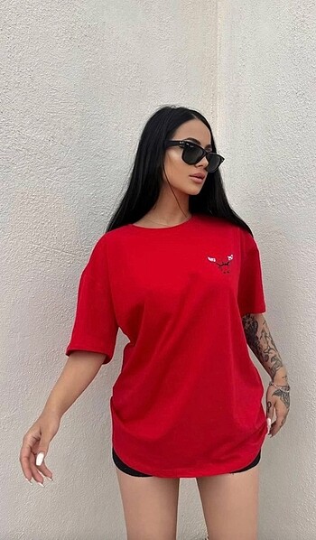 Kırmızı Chicago Bulls Oversize Tshirt