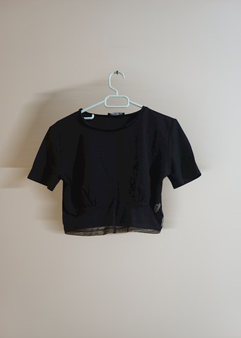 Kadın Siyah Kısa Crop Top