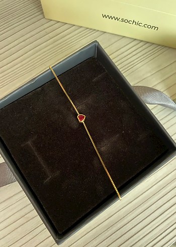 18 Ayar Sarı Altın Kaplama 19 Cm Gümüş Kalp Bileklik - Görsel 2