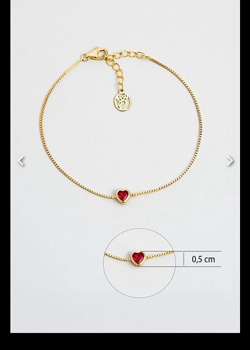 18 Ayar Sarı Altın Kaplama 19 Cm Gümüş Kalp Bileklik - Görsel 6