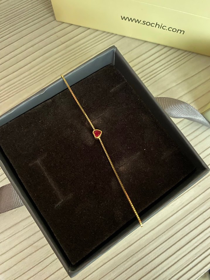 18 Ayar Sarı Altın Kaplama 19 Cm Gümüş Kalp Bileklik - Görsel 2