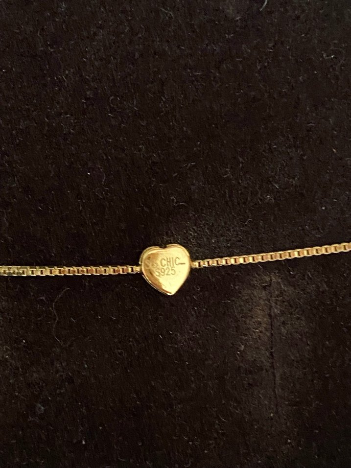 18 Ayar Sarı Altın Kaplama 19 Cm Gümüş Kalp Bileklik - Görsel 4