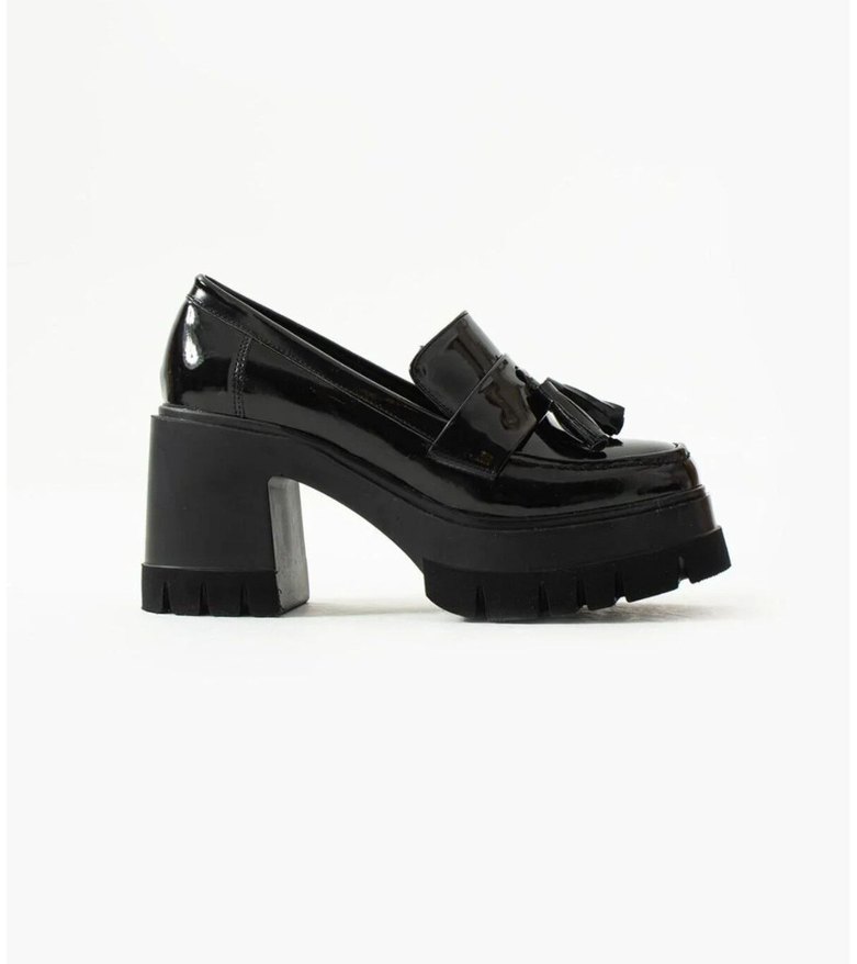 Kadın Siyah Parlak Püsküllü Platform Topuklu - Görsel 4