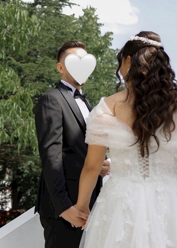 Beyaz Midi A Kesim Düğün Elbisesi