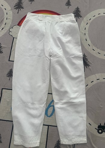 Astarlı beyaz keten pantolon - Görsel 3