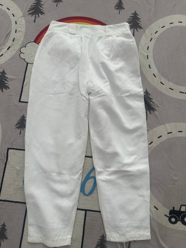 Astarlı beyaz keten pantolon - Görsel 3