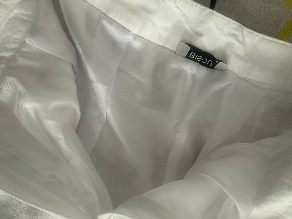 Astarlı beyaz keten pantolon - Görsel 2