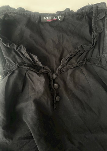 Siyah yazlık bluz - Görsel 3