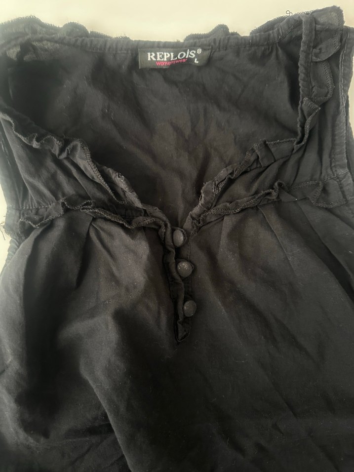 Siyah yazlık bluz - Görsel 3