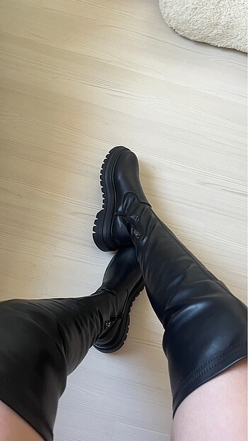 Siyah diz üstü deri çizme ???? - Görsel 6