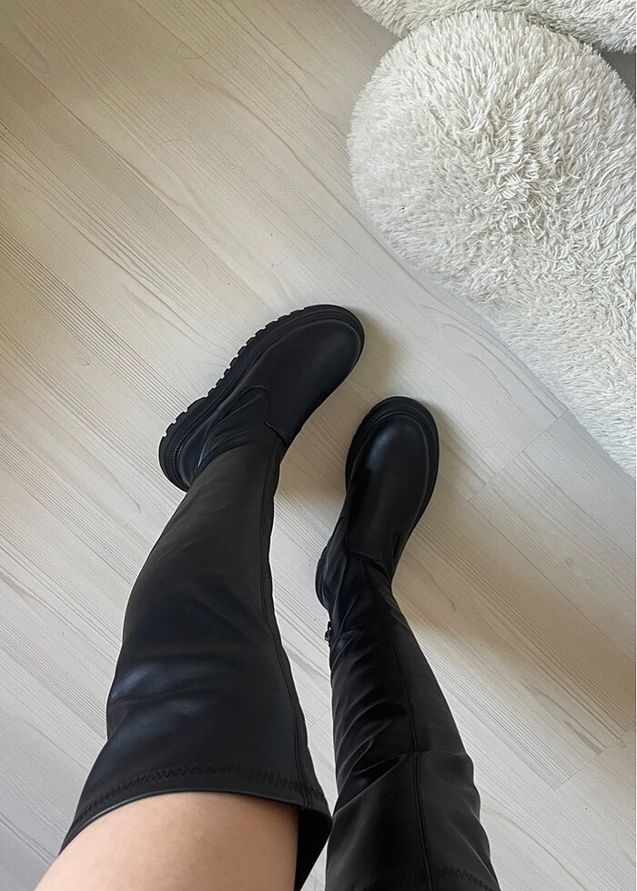 Siyah diz üstü deri çizme ???? - Görsel 2