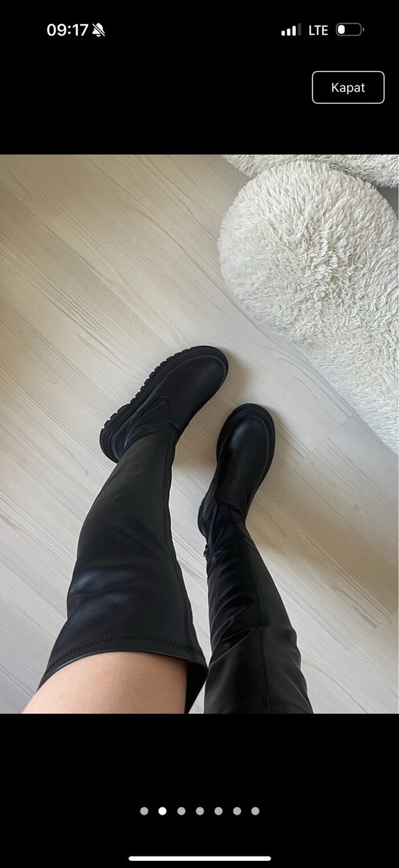 Siyah Deri Dizüstü Gotik Stiletto Çizme - Görsel 2