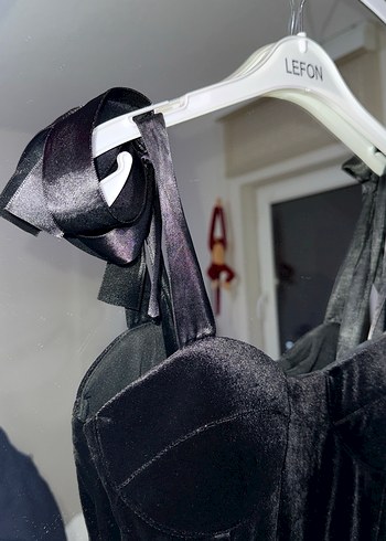 Siyah Straplez Midi Gotik Elbise - Görsel 2