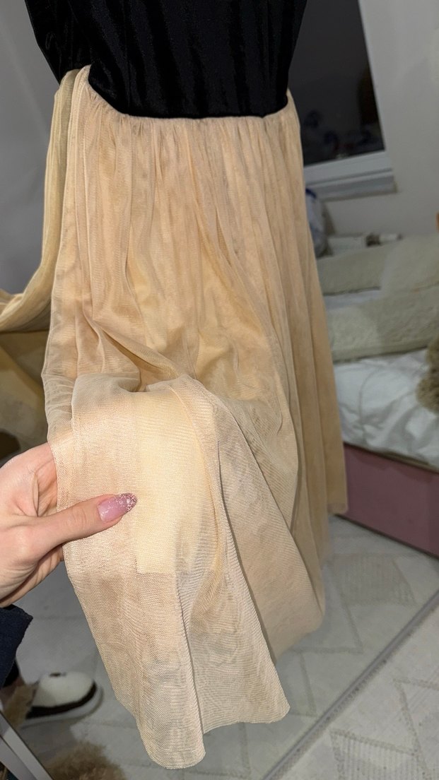 Siyah Straplez Midi Gotik Elbise - Görsel 3