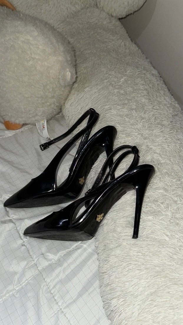 Siyah Rugan Tokalı Stiletto Topuklu Ayakkabı - Görsel 4