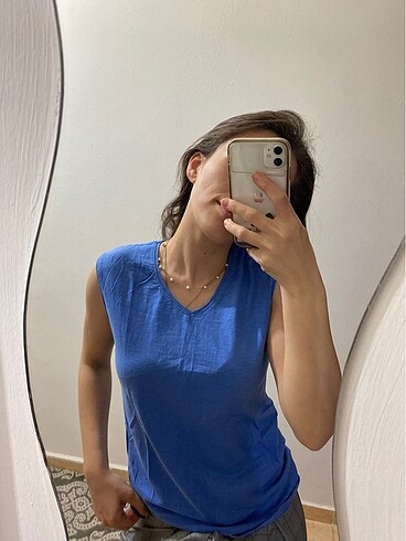 Diğer Mavi kolsuz bluz
