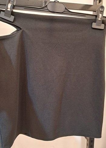 Siyah Yırtmaçlı Mini Mini Etek - Görsel 3