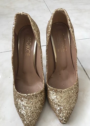 37 Beden altın Renk Altın Renk Parlak Stiletto Gelin Ayakkabısı