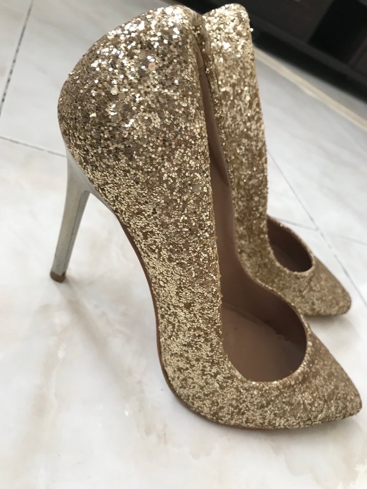 Altın Renk Parlak Stiletto Gelin Ayakkabısı - Görsel 2