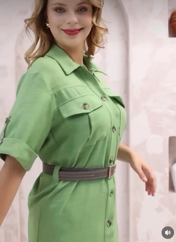 Kadın Keten Kemerli Midi Elbise - Görsel 3