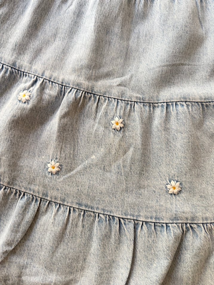 Kız Çocuk Gri Denim Askılı Elbise - Görsel 3