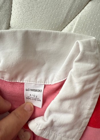 Kız Çocuk Pembe Kısa Kollu Polo Tişört - Görsel 3