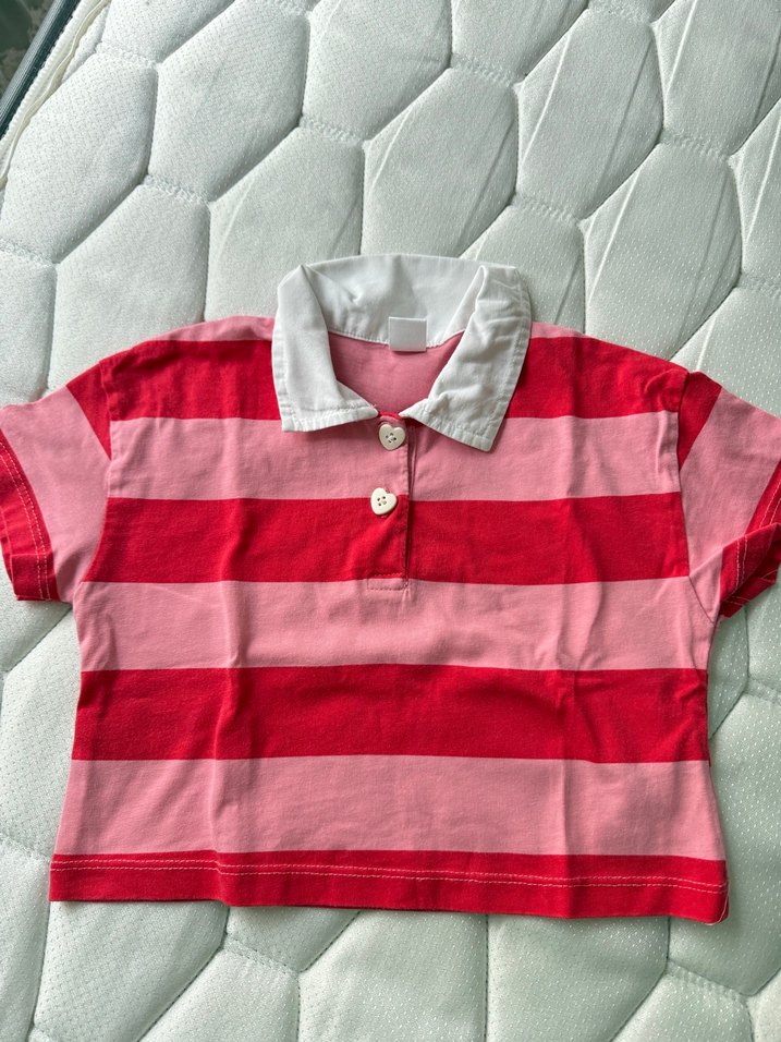 Kız Çocuk Pembe Kısa Kollu Polo Tişört - Görsel 2