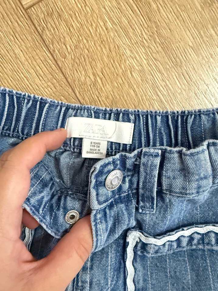 Nakışlı Dantel Detaylı Beyaz Kız Kot Pantolon - Görsel 3