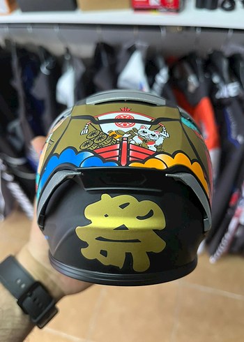 Renkli Baskılı Biker Motosiklet kedi Kaskı - Görsel 2