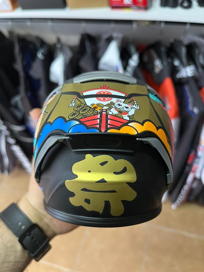 Renkli Baskılı Biker Motosiklet kedi Kaskı - Görsel 2