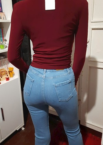 Bordo Yüksek Yakalı Büzgülü Drapeli Büzgülü Sandy Kadın Bluz - Görsel 5