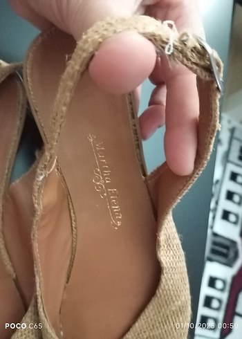 Bej Nakışlı Örgü Dolgu Topuklu Espadril - Görsel 5