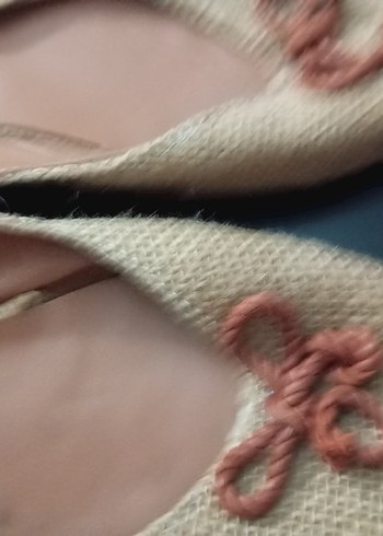 40 Beden ten rengi Renk Bej Nakışlı Örgü Dolgu Topuklu Espadril