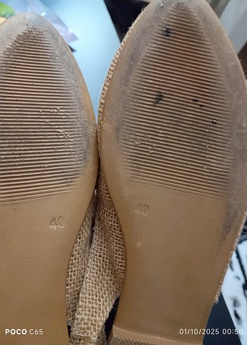 40 Beden Bej Nakışlı Örgü Dolgu Topuklu Espadril