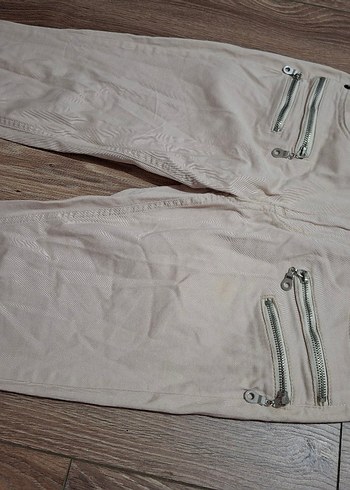 Diğer Bej Kadın Fermuarlı Kumaş Pantolon