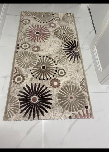 Kahverengi Çiçek Desenli Modern Halı - Görsel 2